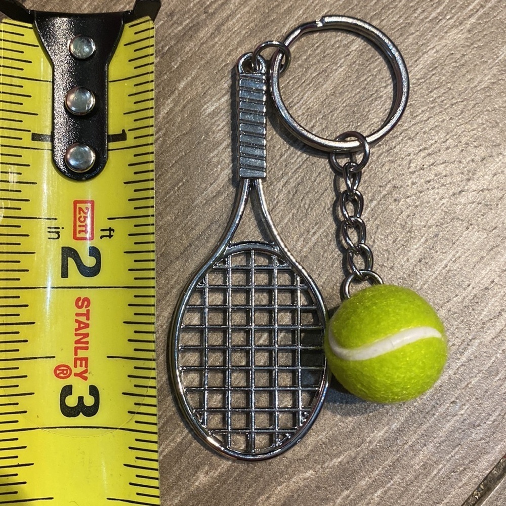 Tennis Racket & Ball Keychain Sports Keyring - Picture 5 of 5